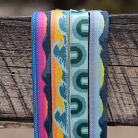 Close up oF patterns of new leashes.